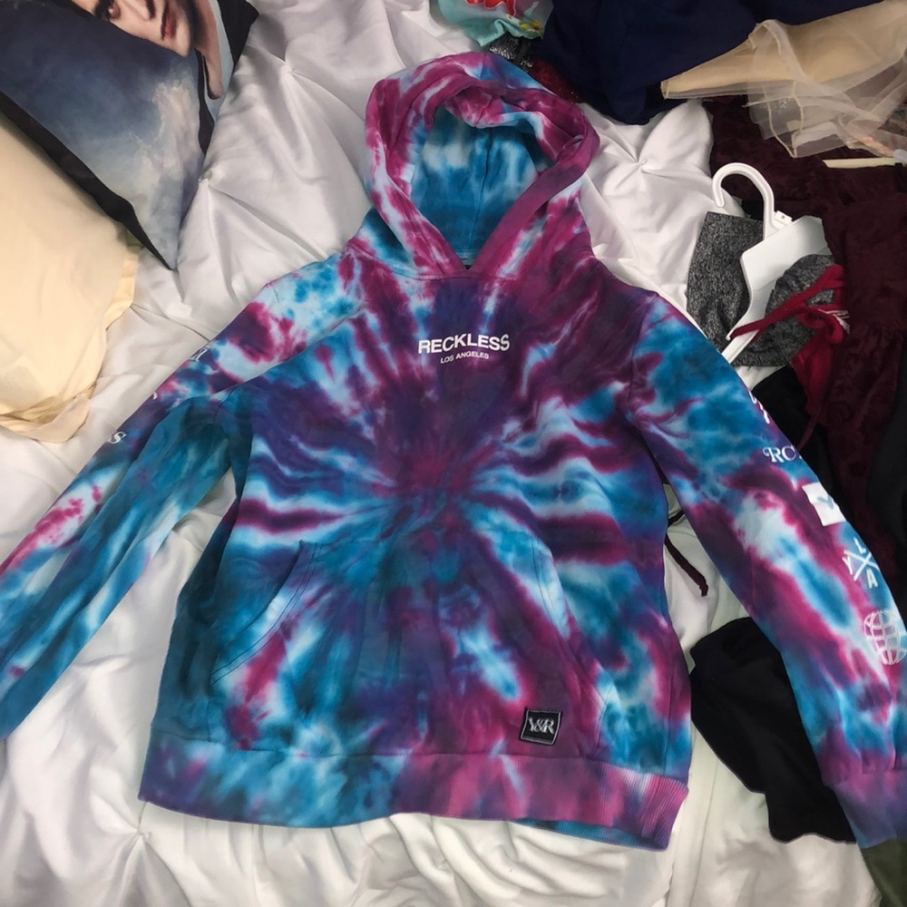 Purple/Blue tie-dye pull over hoodie
